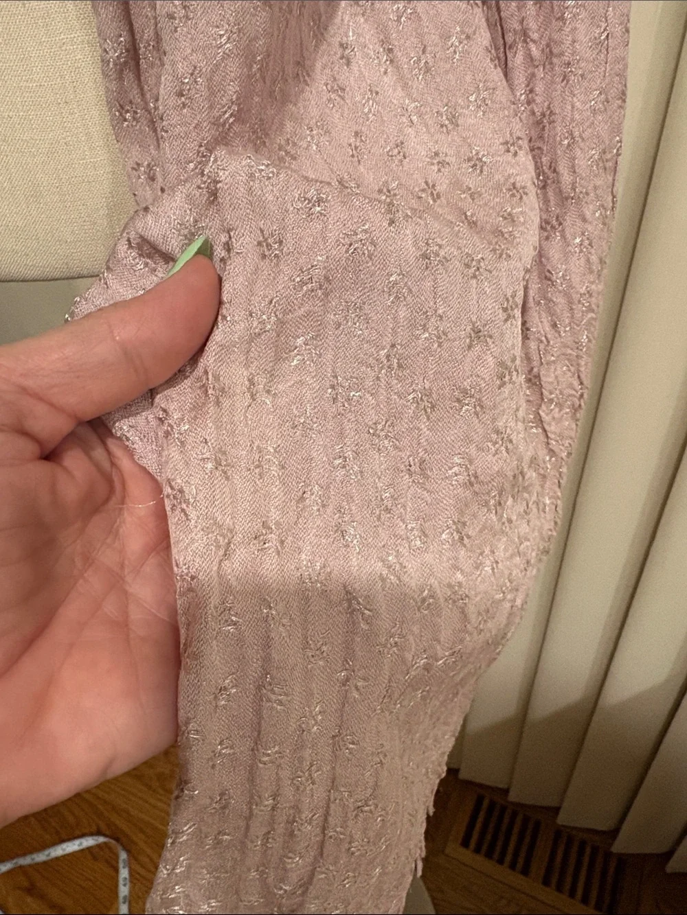Vintage Bajra handmade 100% SILK Light Pink Scarf - Lightweight Textured Wrap
